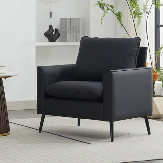 TS Cat paw leather upholstered sofa 1PC black,Nordic retro light luxury living room balcony bedroom single casual sofa chair SolidRoot Buy Furniture USA