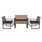 4-Piece Patio Furniture Set Outdoor Balcony Porch Garden Backyard Lawn Furniture Acacia Wood Table Top, Morden Black and Light Brown - SolidRoot Buy Furniture USA
