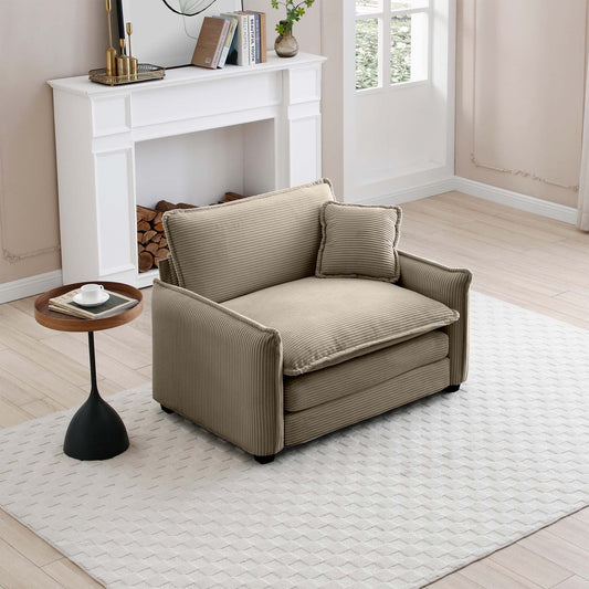 Comfortable Single Deep Seat Sofa With One Pillow, Suitable for Living Room and Bedroom, Club Multiple Occasions,Came Corduroy Livingsource
