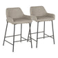 Daniella Industrial Counter Stool in Black Metal and Grey Faux Leather by Set of 2 Livingsource