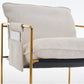 2 Chairs in 1 Box, Upholstered Hanging Armchair with Arm PocketsMetal frame, gold-plated craftsmanship, crushed foam cushions and skin-friendly woven fabric for living room and bedroom. Beige Livingsource