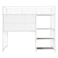 Twin Size Loft Bed with Desk and Whiteboard, Metal Loft Bed with 3 Shelves and Ladder, White - SolidRoot Buy Furniture USA