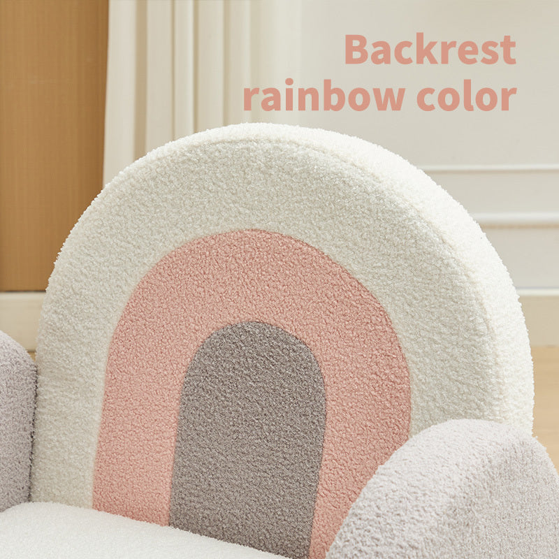 Accent Chair Sofa, Toddler Fabric with Solid Wooden Frame,Rainbow Design