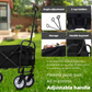 Minimeetall Multi-use Bag Collapsible Foldable Wagon Cart Beach Wagon Heavy Duty Utility Cart Utility Wagon Grocery Cart for for Camping ,3pcs  plastic Liner bag /Cover ,black Livingsource
