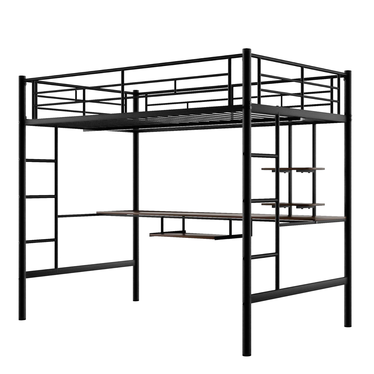 Loft Bed with Desk and Shelf , Space Saving Design,Full,Black(OLD SKU:MF199506AAB)