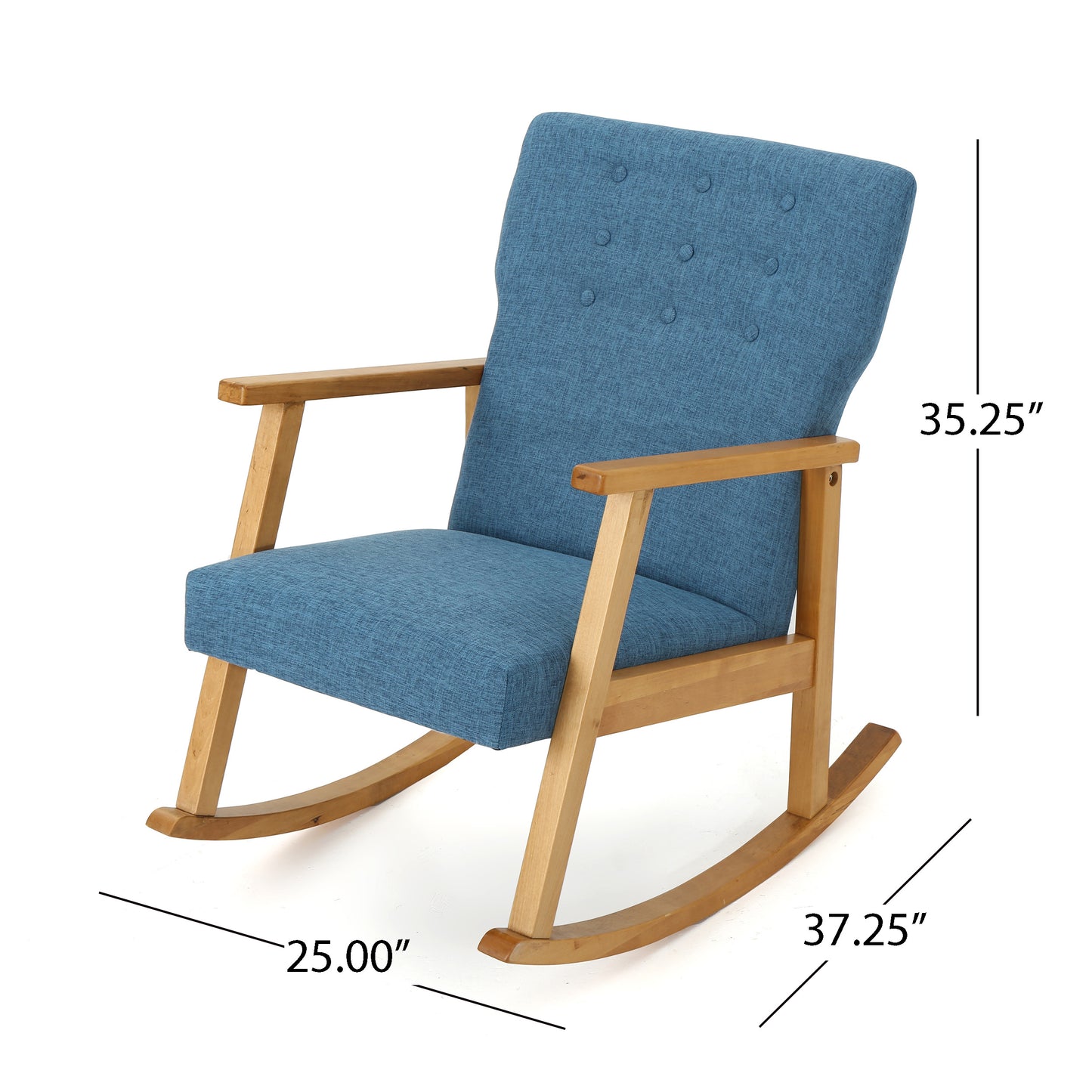 Blue Fabric Upholstered Rocking Chair