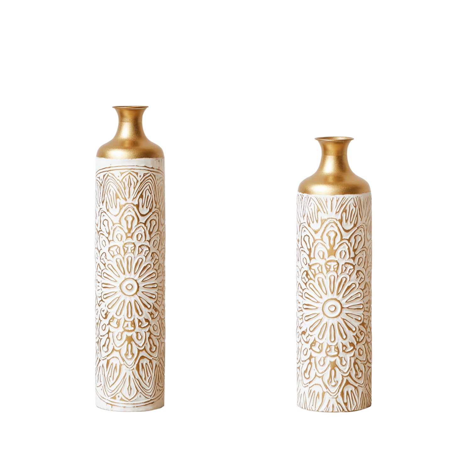 Floor Metal Vases Decorated White Metal vases Set of 2 gorgeous home decoration large glazed metal vases 24in/29.53in.height