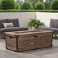 Outdoor Patio Concrete Fire table, Rectangle Gas Burning 56-Inch Fire Pit - 50,000 BTU, Wood Pattern Fire Table, Brown (Tank Cover not Included) - SolidRoot Buy Furniture USA