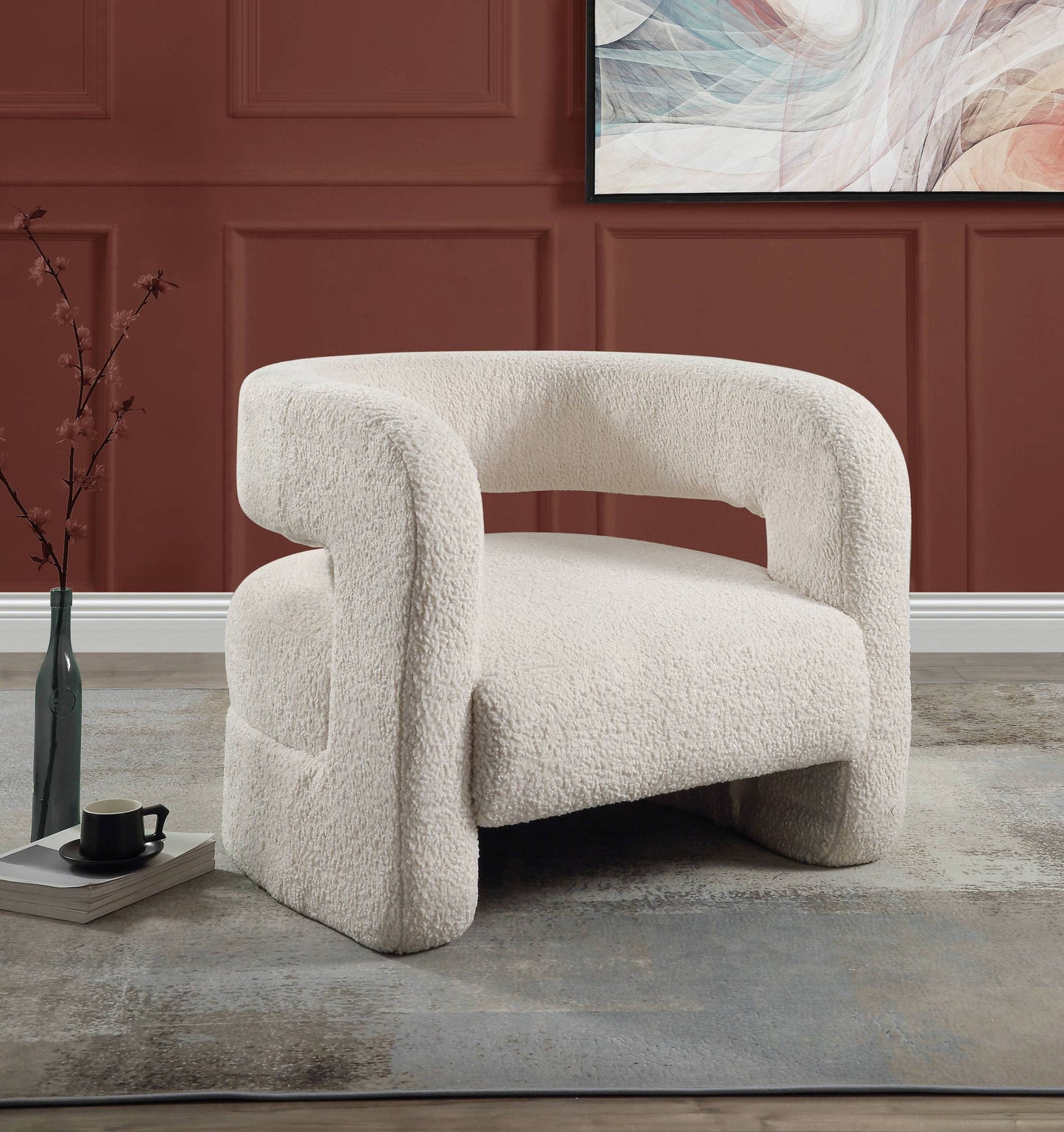 Yitua White Teddy Sherpa Accent Chair