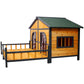Wooden Large Dog House Outdoor Double XL Dog Kennel with Elevated Floor and Porch, Weatherproof Puppy Shelter for Small and Medium Breed Dogs, Natural Livingsource