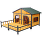 Wooden Large Dog House Outdoor Double XL Dog Kennel with Elevated Floor and Porch, Weatherproof Puppy Shelter for Small and Medium Breed Dogs, Natural Livingsource