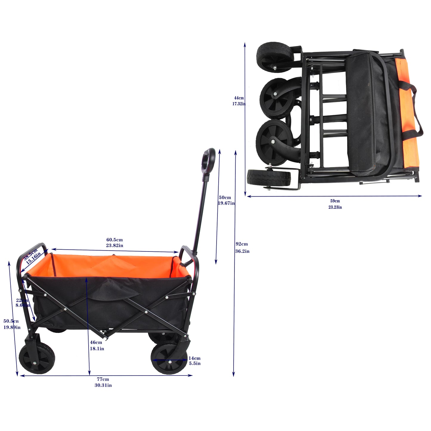 Compact Collapsible Wagon Garden Cart Shopping Cart Outdoor Camping Wagon Utility Cart