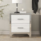 Elegant High Gloss Nightstand with Metal Handle,Mirrored Bedside Table with 2 Drawers for Bedroom,Living Room,White Livingsource