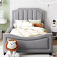Twin Size Upholstered Daybed with Classic Stripe Shaped  Headboard, Gray - SolidRoot Buy Furniture USA