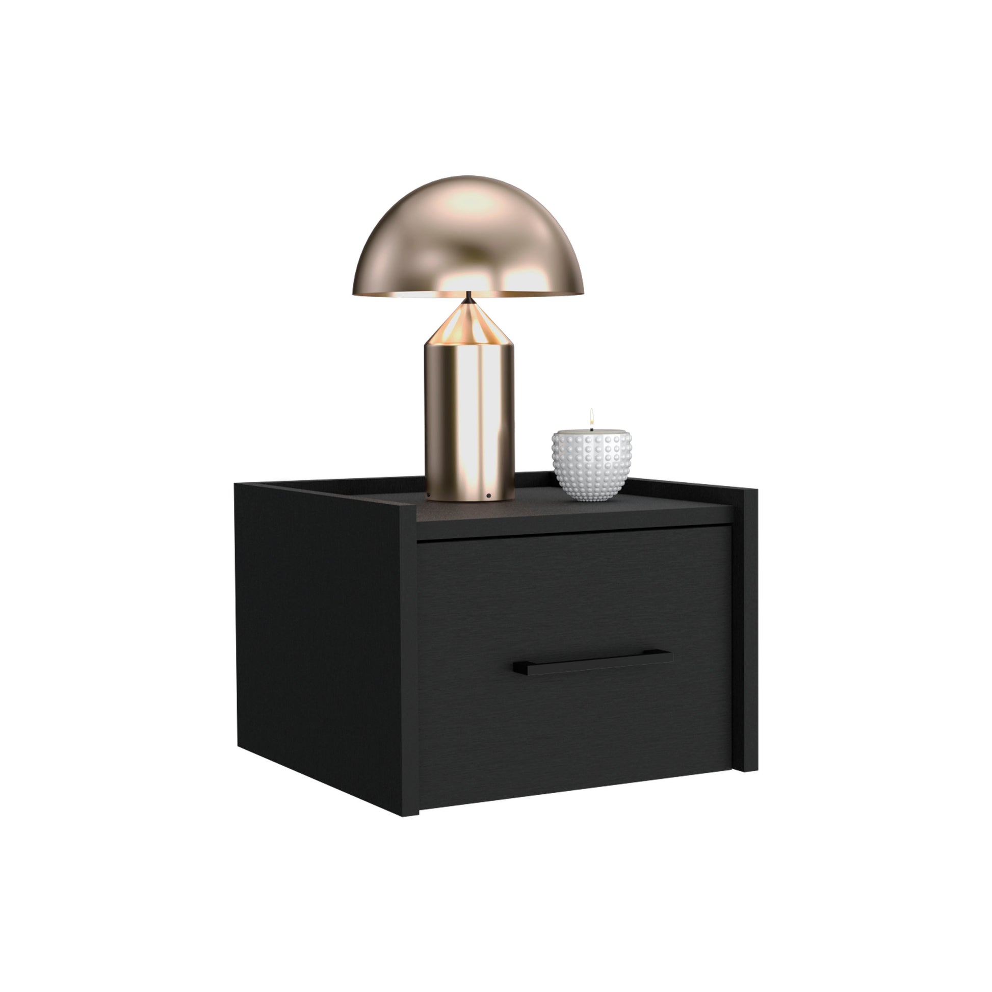 Floating Nightstand, Space-Saving Design with Handy Drawer and Surface, Black SolidRoot Buy Furniture USA