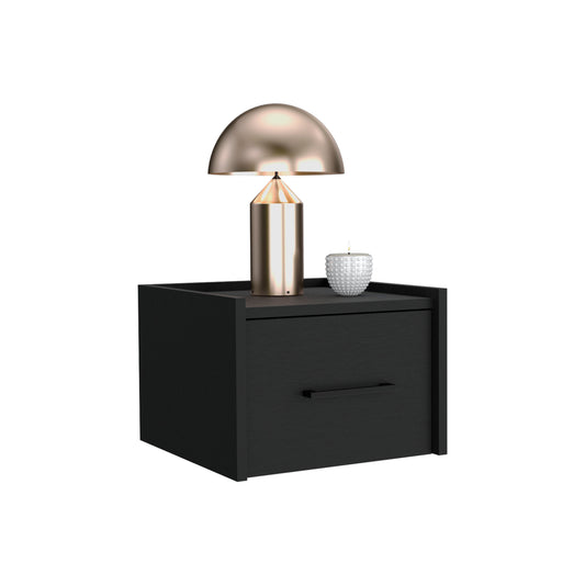 Floating Nightstand, Space-Saving Design with Handy Drawer and Surface, Black SolidRoot Buy Furniture USA