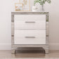 Elegant High Gloss Nightstand with Metal Handle,Mirrored Bedside Table with 2 Drawers for Bedroom,Living Room,White Livingsource