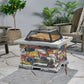 28" Concrete Wood Burning Outdoor Fire Pit Table with Lid - Stone Gray - SolidRoot Buy Furniture USA