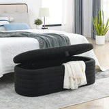 [Video] Welike Length 45.5 inchesStorage Ottoman Bench Upholstered Fabric Storage Bench End of Bed Stool with Safety Hinge for Bedroom, Living Room, Entryway, Black teddy. Livingsource