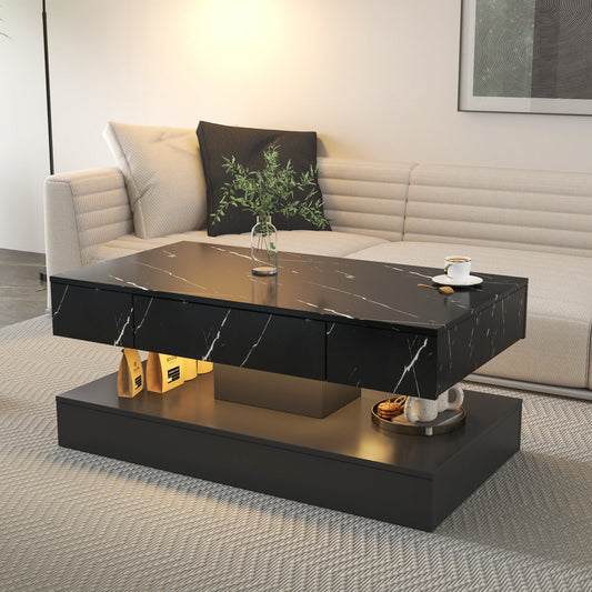 16.93IN High LED Coffee Table,Modern Coffee Table for Living Room,Living Room Tables,Large Living Room Furniture,LED Lights SolidRoot Buy Furniture USA
