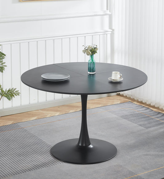 47.2INCH TULIP ROUND DINING TABLE,OFFICE TABLE,COFFEE TABLE,120X120X74CM,BLACK SolidRoot Buy Furniture USA