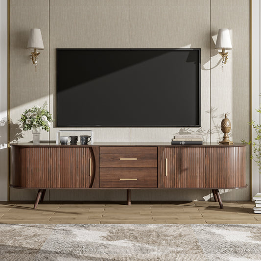 Mid-Century Modern TV Stand for 80' TV, Entertainment Center with Storage for Living Room, Bedroom, Media Console Table with 2 Drawers SolidRoot Buy Furniture USA