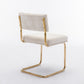 A&A Furniture,Modern Dining Chairs with Corduroy Fabric,Gold Metal Base, Accent Armless Kitchen Chairs with Channel Tufting,  Side Chairs, Set of 2, Beige Livingsource