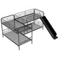 Twin Size L-Shaped Bunk Bed with Slide and Ladder, Black(OLD SKU:GX000615AAB) - SolidRoot Buy Furniture USA
