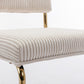 A&A Furniture,Modern Dining Chairs with Corduroy Fabric,Gold Metal Base, Accent Armless Kitchen Chairs with Channel Tufting,  Side Chairs, Set of 2, Beige Livingsource
