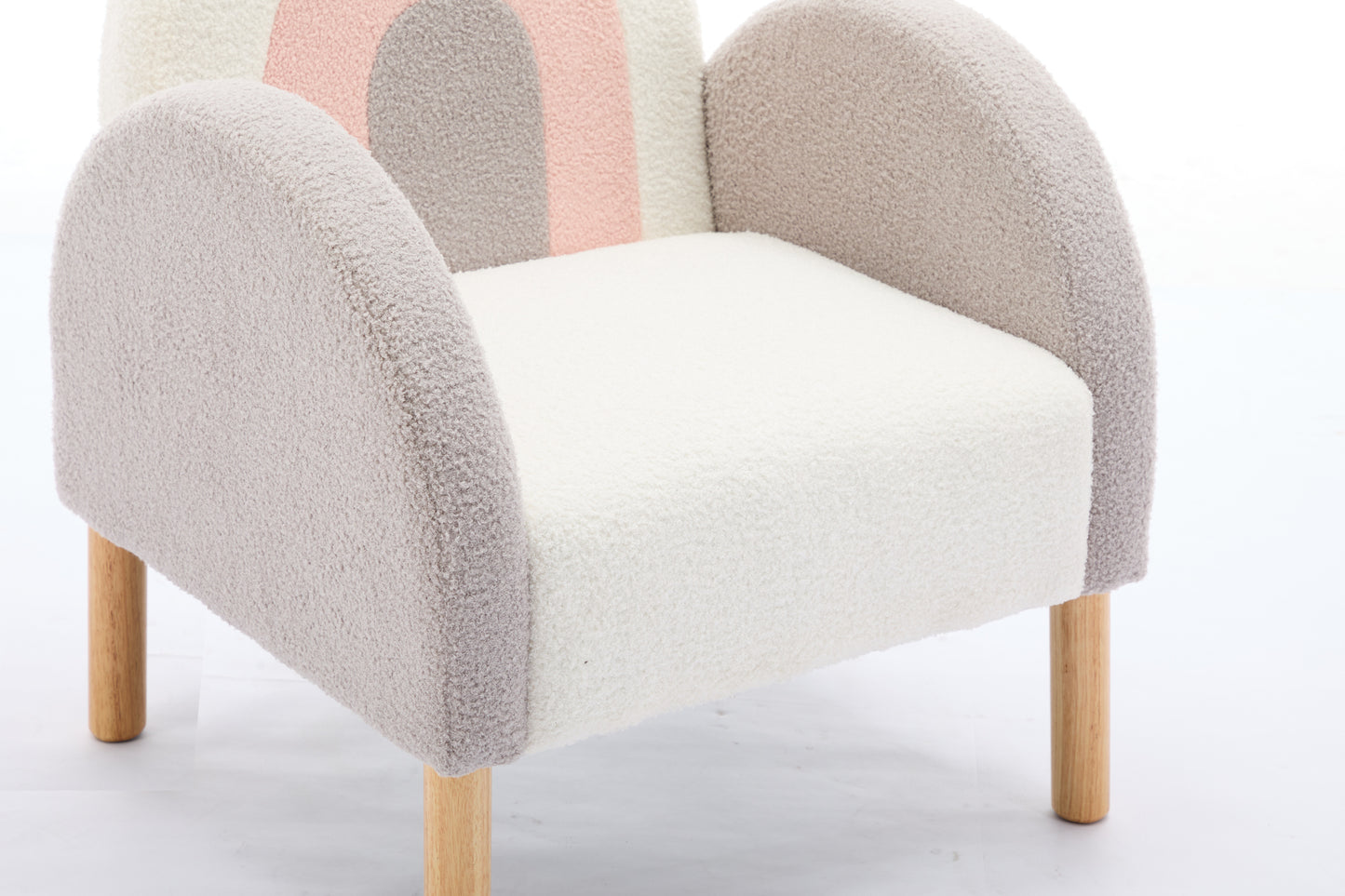 Accent Chair Sofa, Toddler Fabric with Solid Wooden Frame,Rainbow Design