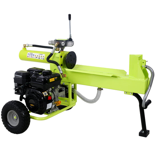 Log Splitter Portable 20 Ton Auto Return Ram System 7HP Engine Horizontal Full Beam Steel Wedge Firewood Splitting Forestry Harvesting,EPA compliant ,Green Color SolidRoot Buy Furniture USA