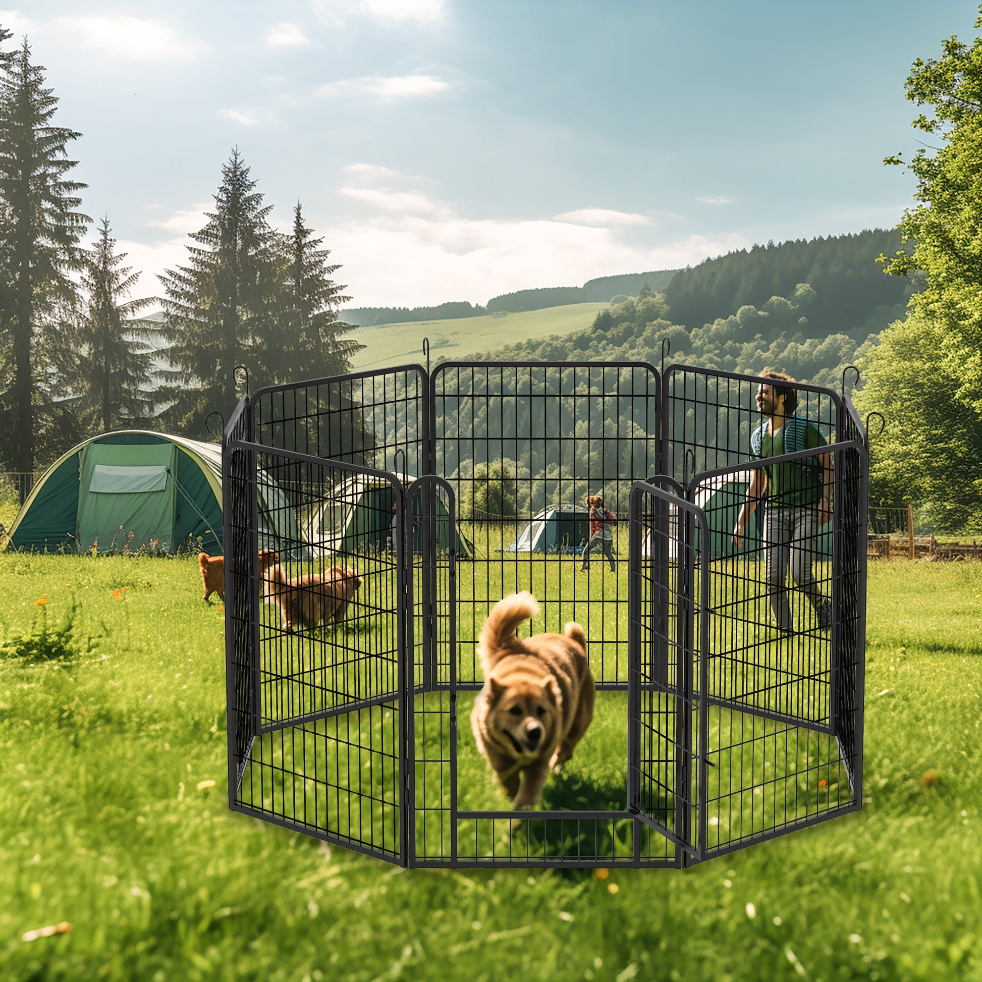 8 Panels Heavy Duty Metal Playpen with door,39.37'H Dog Fence Pet Exercise Pen for Outdoor, Indoor SolidRoot Buy Furniture USA