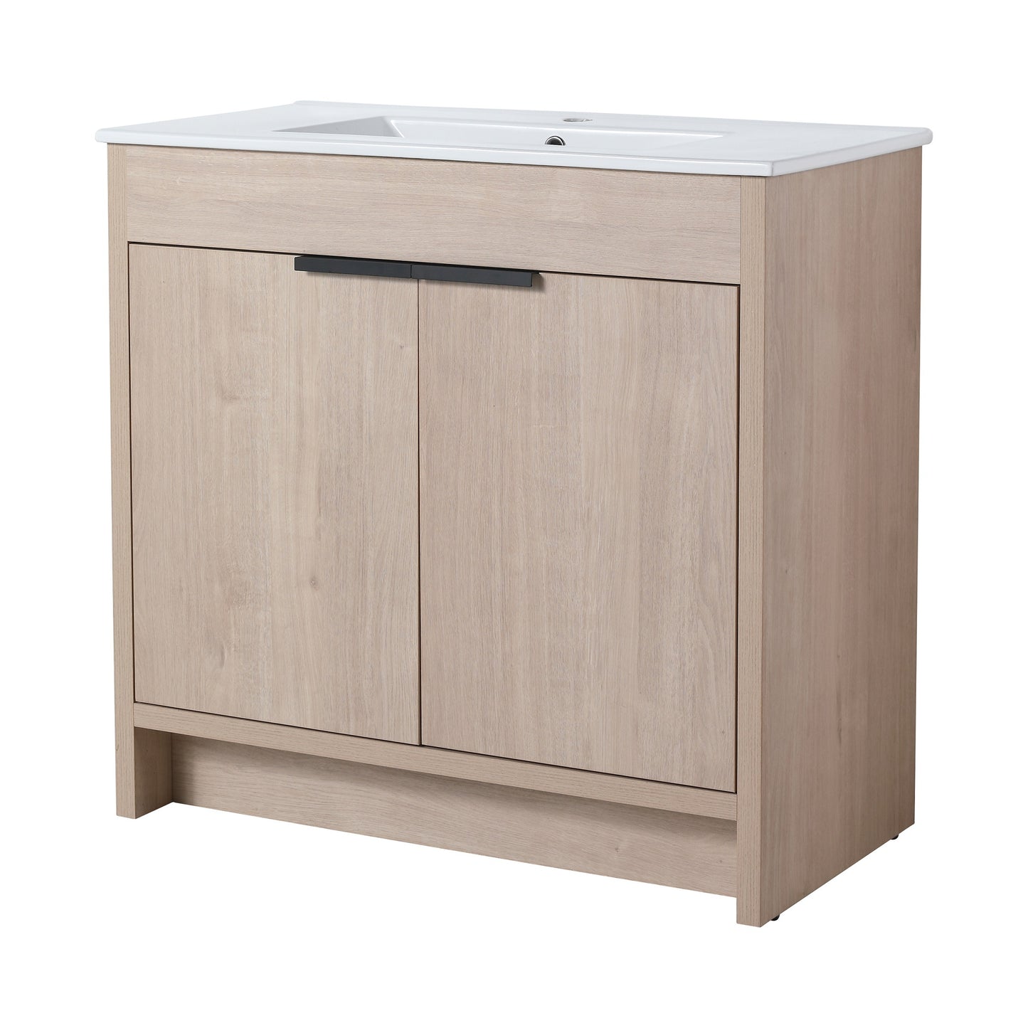 36 Inch Freestanding Bathroom Vanity with White Ceramic Sink & 2 Soft-Close Cabinet Doors (BVB02436PLO-F-BL9090B),W1286S00063