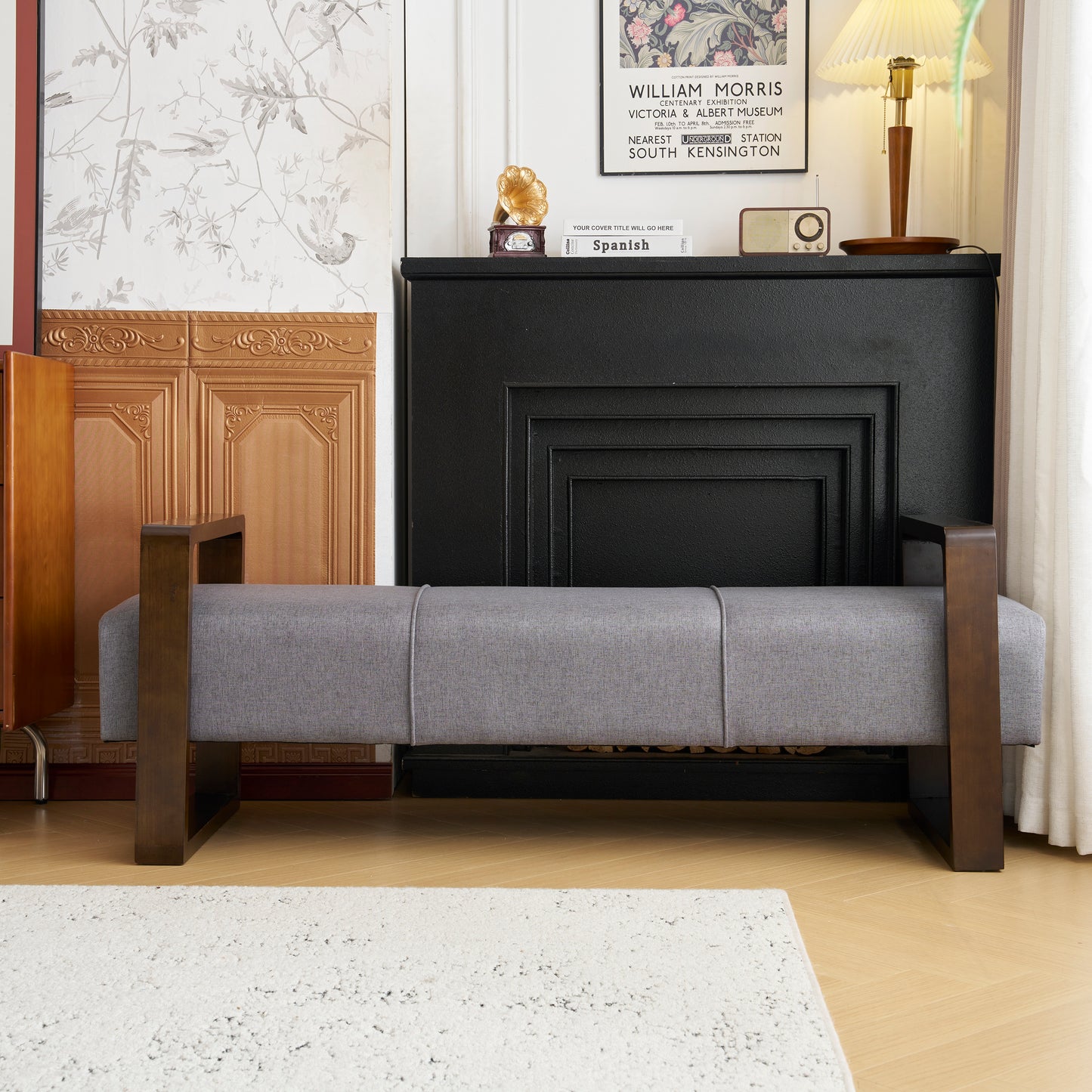 Sleek and Stylish Long - shaped Ottoman, Gray