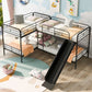 Twin Size L-Shaped Bunk Bed with Slide and Ladder, Black(OLD SKU:GX000615AAB) - SolidRoot Buy Furniture USA