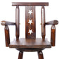 Rustic Bar Stool - Fir Wood Construction, Chair withDecorative Star Backrest, Footrest,Wide Armrest, Rustic Kitchen Stool, Tall Bistro Chair for Dining Room, Restaurant, Pub, 4-Foot,brown color Livingsource