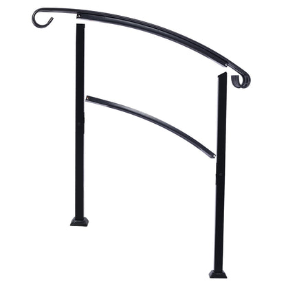 Outdoor Handrails for 1-3 Steps – White Wrought Iron Stair Railing, Flexible Porch Handrail for Concrete or Wooden Stairs SolidRoot Buy Furniture USA