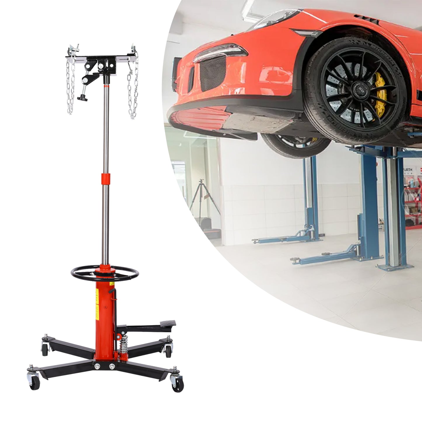 1660lbs Transmission Jacks , Hydraulic Transmission Jack 2 Stage Hydraulic w/ 360° for car lift 0.75 Ton