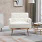 COOLMORE  Armchair Single Sofa Modern Tufted Upholstered Side Reading Chairs with Arm and Gold Metal Leg for Living Room Bedroom (White teddy ) Livingsource