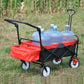folding wagon Collapsible Outdoor Utility Wagon, Heavy Duty Folding Garden Portable Hand Cart, Drink Holder, Adjustable Handles(Black+Red colour) Livingsource
