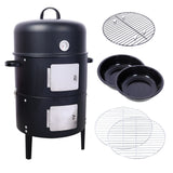 17 Inch Steel Charcoal Smoker, Heavy Duty Round BBQ Grill for Outdoor Cooking, Black SolidRoot Buy Furniture USA