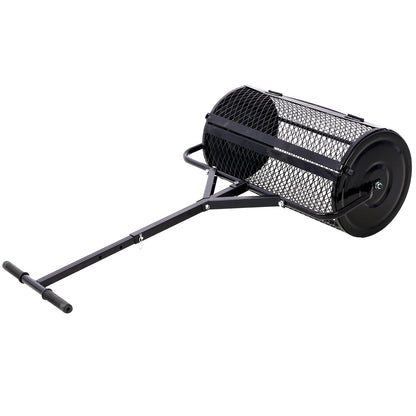 Peat Moss Spreader 24inch,Compost Spreader Metal Mesh,T shaped Handle for planting seeding,Lawn and Garden Care Manure Spreaders Roller ,black Livingsource