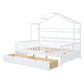 Wooden Full Size House Bed with 2 Drawers,Kids Bed with Storage Shelf, White - SolidRoot Buy Furniture USA