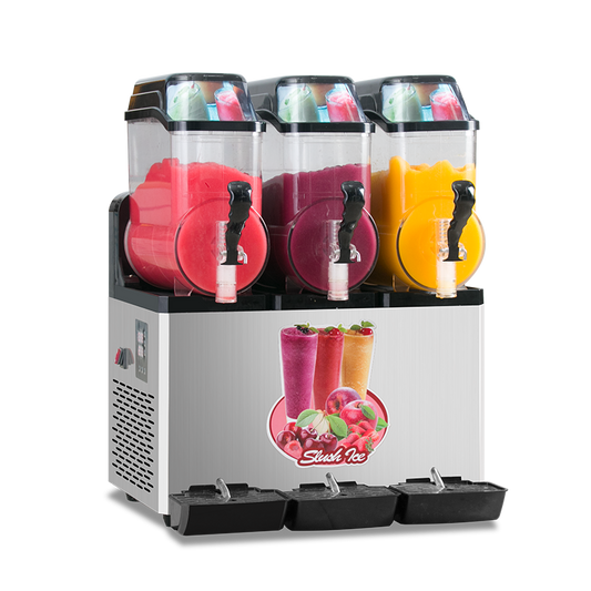 110V Commercial Slushy Machine 45L 3 Tank 1100W Stainless Steel Margarita Frozen Drink With Powerful Compressor Efficient Cooling Perfect for Supermarkets Cafes Restaurants Bars SolidRoot Buy Furniture USA