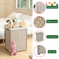 EVG Laundry Hamper With Lid PE Rattan Powder Coating Frame Clothes Hampers with 01 Removable Bags, 100L, Gray Color - SolidRoot Buy Furniture USA