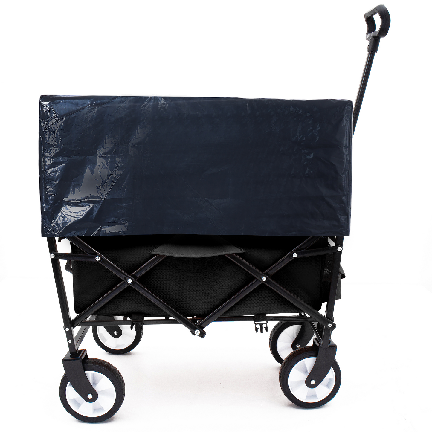 Minimeetall Multi-use Bag Collapsible Foldable Wagon Cart Beach Wagon Heavy Duty Utility Cart Utility Wagon Grocery Cart for for Camping ,3pcs  plastic Liner bag /Cover ,black