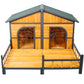 Wooden Large Dog House Outdoor Double XL Dog Kennel with Elevated Floor and Porch, Weatherproof Puppy Shelter for Small and Medium Breed Dogs, Natural Livingsource