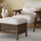 Cane Base Ottoman-Dark Walnut/Cream (21.5"*16"*17") Livingsource