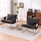 2 Chairs in 1 Box, Upholstered Hanging Armchair with Arm PocketsMetal frame, gold-plated craftsmanship, crushed foam cushions and skin-friendly woven fabric for living room and bedroom. Dark Gray Livingsource
