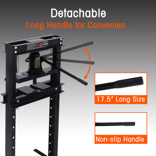 Hydraulic Shop Press ,12-Ton Capacity , Floor Mount ,with Press Plates, H-Frame Garage Floor Press, Adjustable Working Table Height,black - SolidRoot Buy Furniture USA